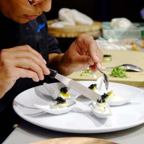 chef preparing catered appetizer
